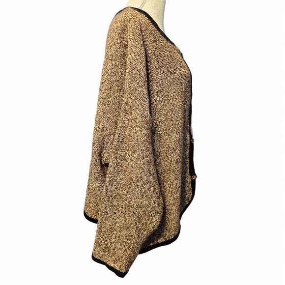 Coldwater Creek Cardigan Sz 2X Sweater Black Trim Scoop Neck Brown Tweed - Picture 3 of 9